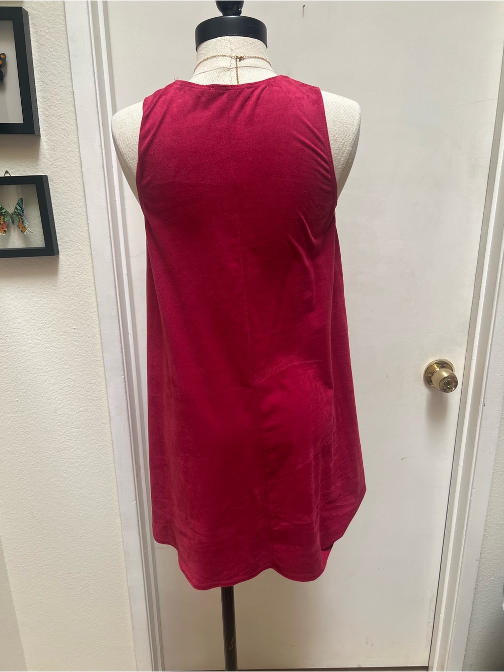 Socialite Mini Swing Dress in Deep Raspberry - Picture 2 of 3